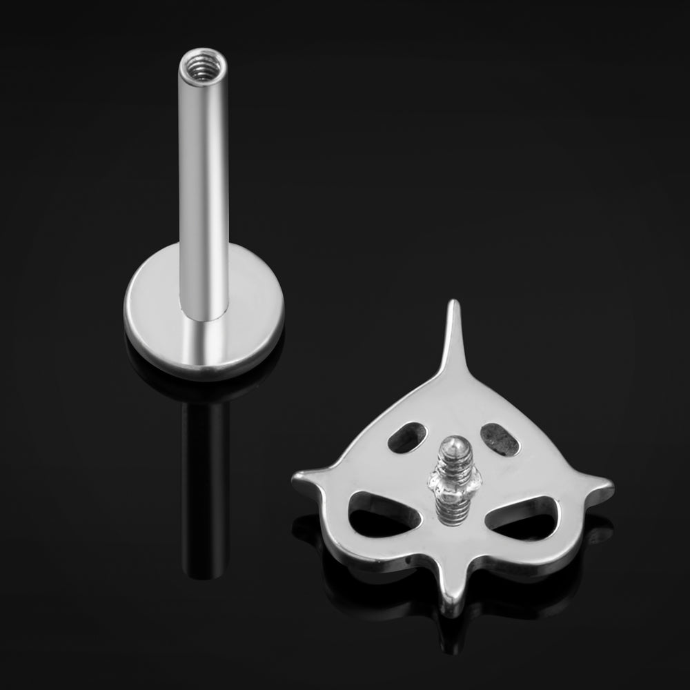 Silver Star Pierced Heart Internally Threaded Titanium Labret Stud 1.2mm Gauge - Silver Star Pierced Heart Labret Stud- 6mm / 8mm / 10mm Internally Threaded / Body Jewellery / Lip / Nose / Ear Labret