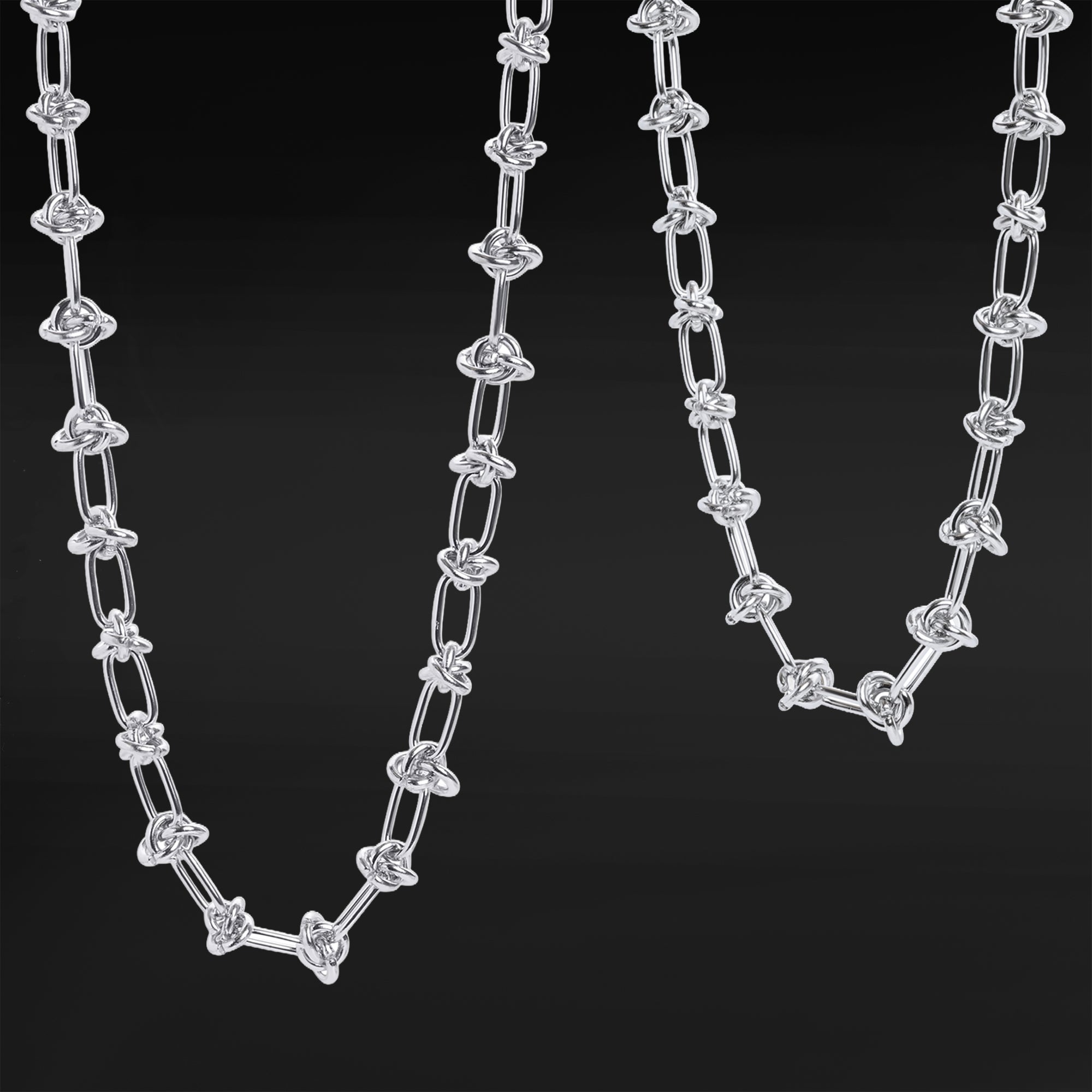 Silver Steel Chunky Knotted Chain Choker