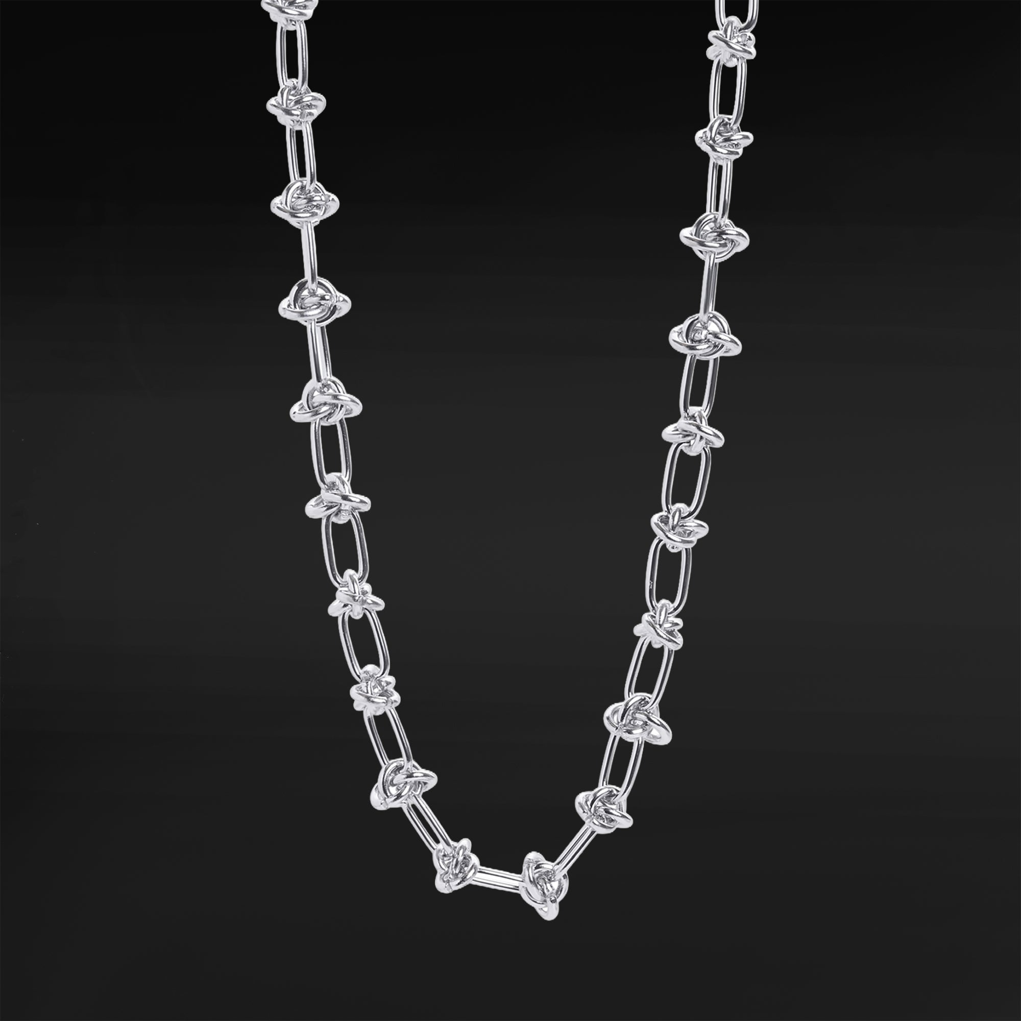 Silver Steel Chunky Knotted Chain Choker