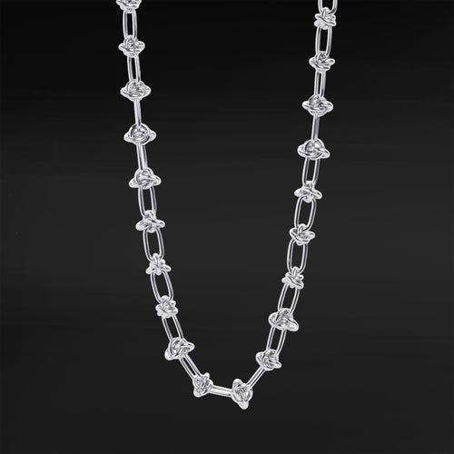 Silver Steel Chunky Knotted Chain Choker