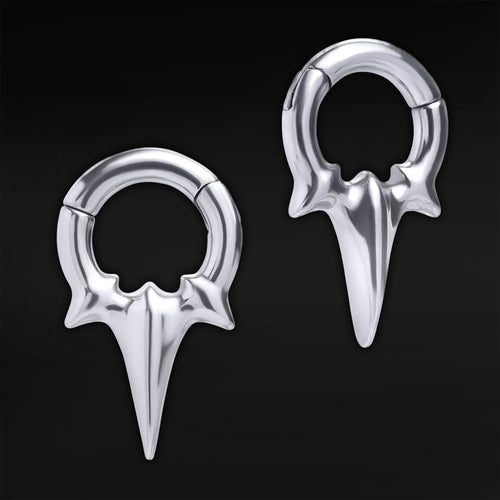 Silver Steel Fang Hoop Earring Hangers (Pair)