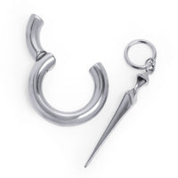 Pendants d'oreilles créoles à motif obélisque en acier argenté - paire