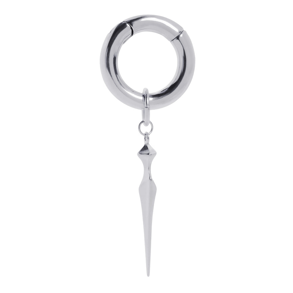 Silver Steel Obelisk Dangle Hoop Earring Hangers (Pair) - Pair of Steel Obelisk Point Dangle Hoop Ear Weights For Stretched Ears