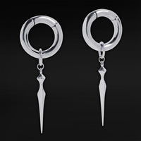 Pendants d'oreilles créoles à motif obélisque en acier argenté - paire
