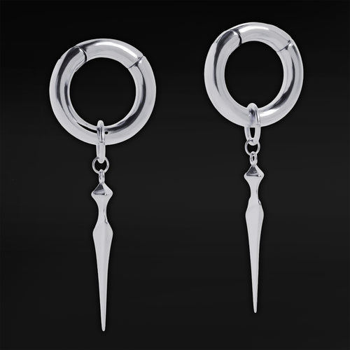 Silver Steel Obelisk Dangle Hoop Earring Hangers (Pair)