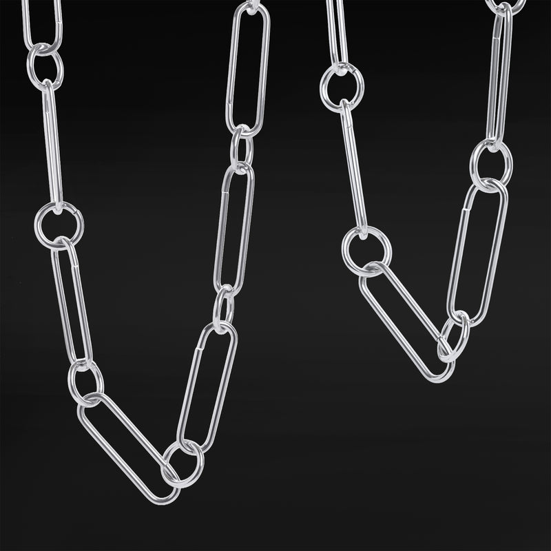 Collier ras-du-cou en chaîne trombone en acier argenté