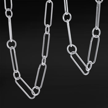 Silver Steel Paperclip Chain Choker Necklace