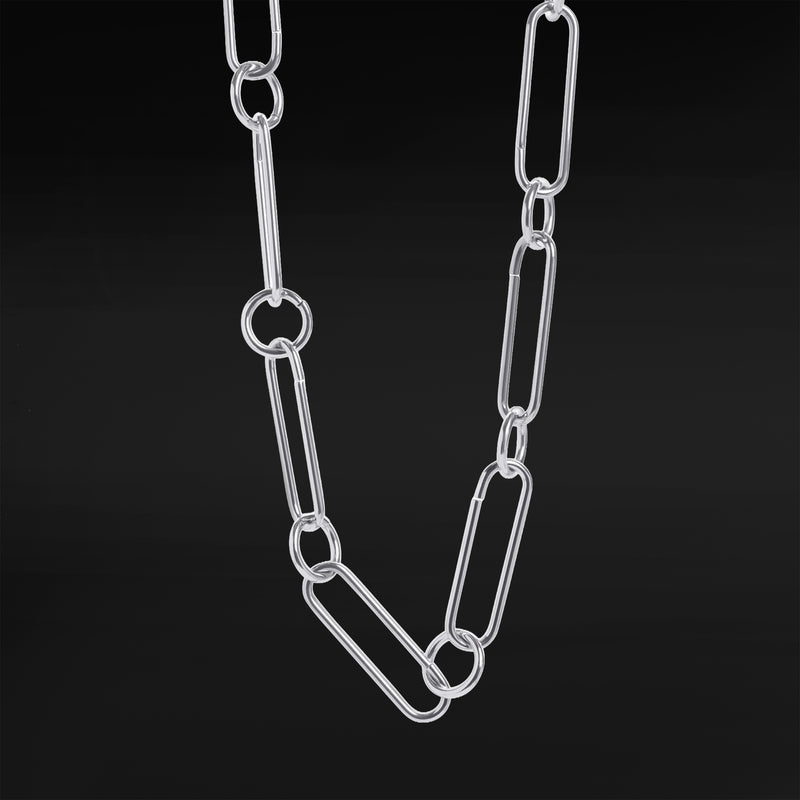 Collier ras-du-cou en chaîne trombone en acier argenté