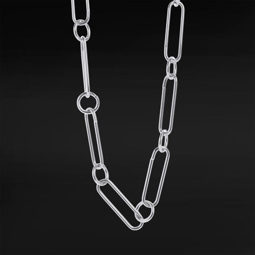 Silver Steel Paperclip Chain Choker Necklace