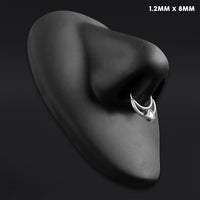 Septum Clicker, argent, double anneau avec goutte, titane