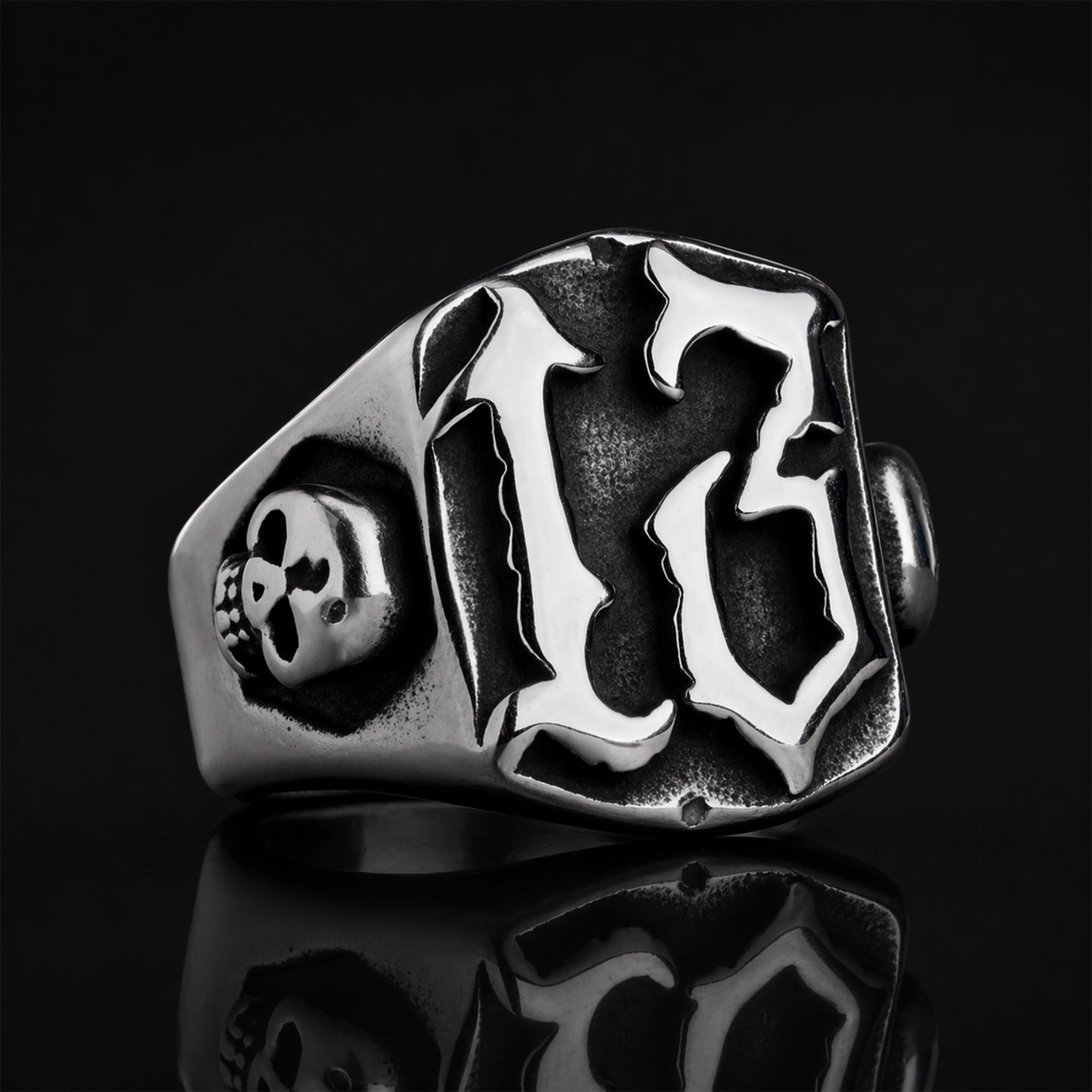 Silver Unlucky 13 Gothic Ring