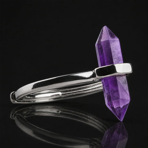 Silver & Amethyst Crystal Ring