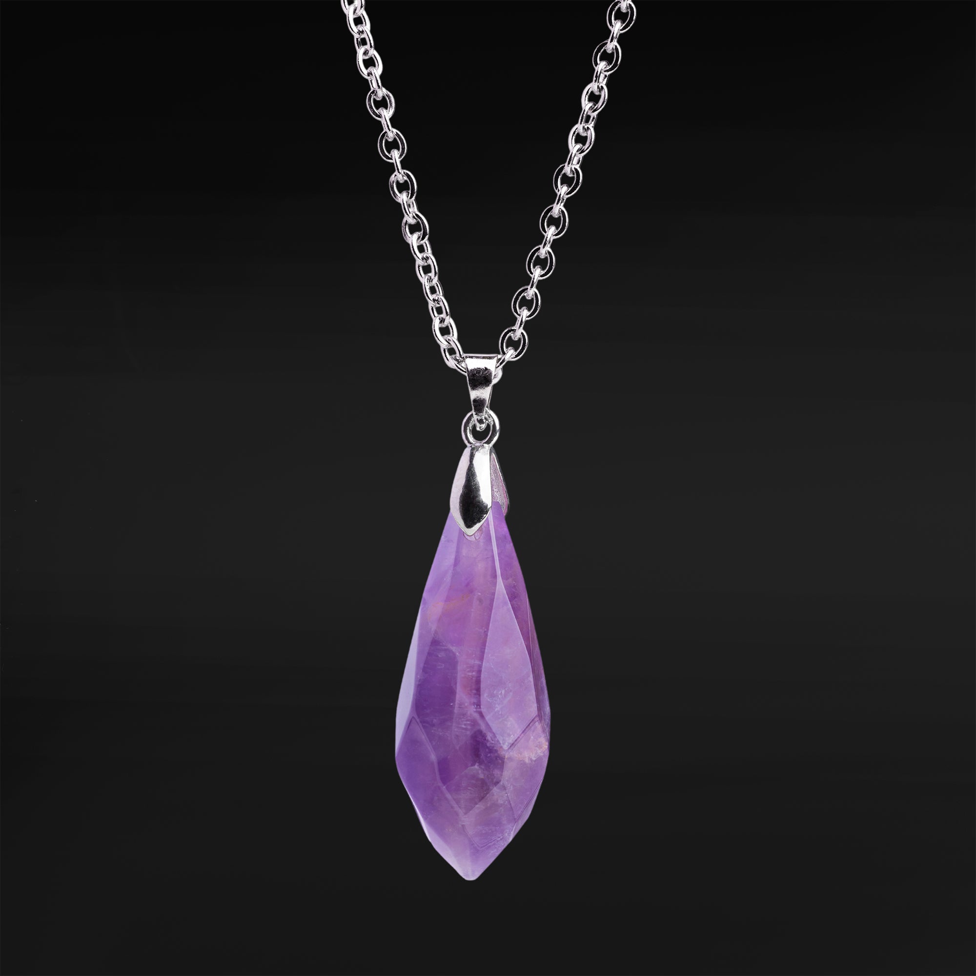 Silver & Amethyst Wand Necklace