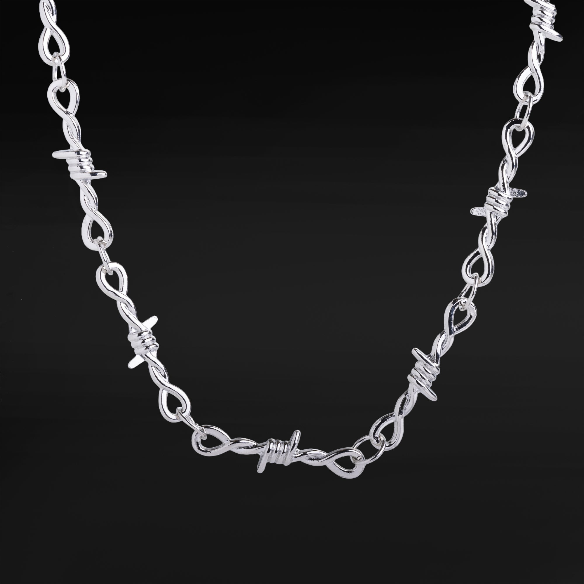 Silver Barbed Wire Necklace