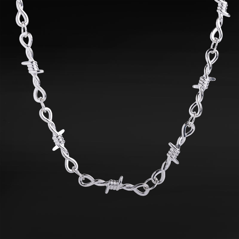 Collier fil barbelé argenté