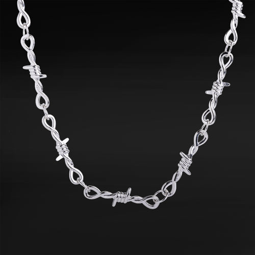 Silver Barbed Wire Necklace