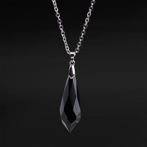 Halskette Mit Zauberstab Aus Silber Und Schwarzem Obsidian