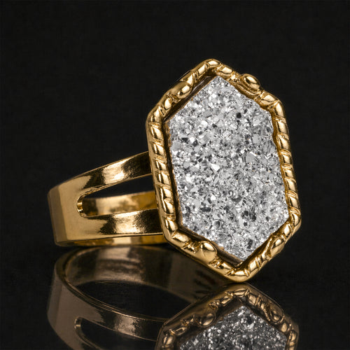 Silver & Gold Druzy Ring