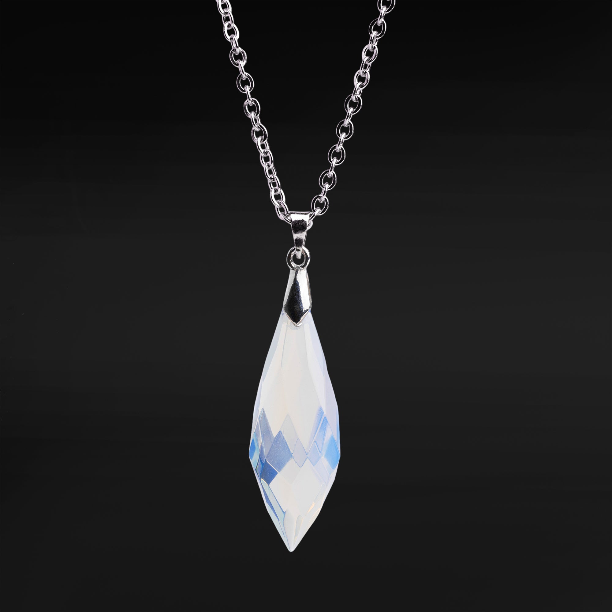 Silver & Opalite Wand Necklace