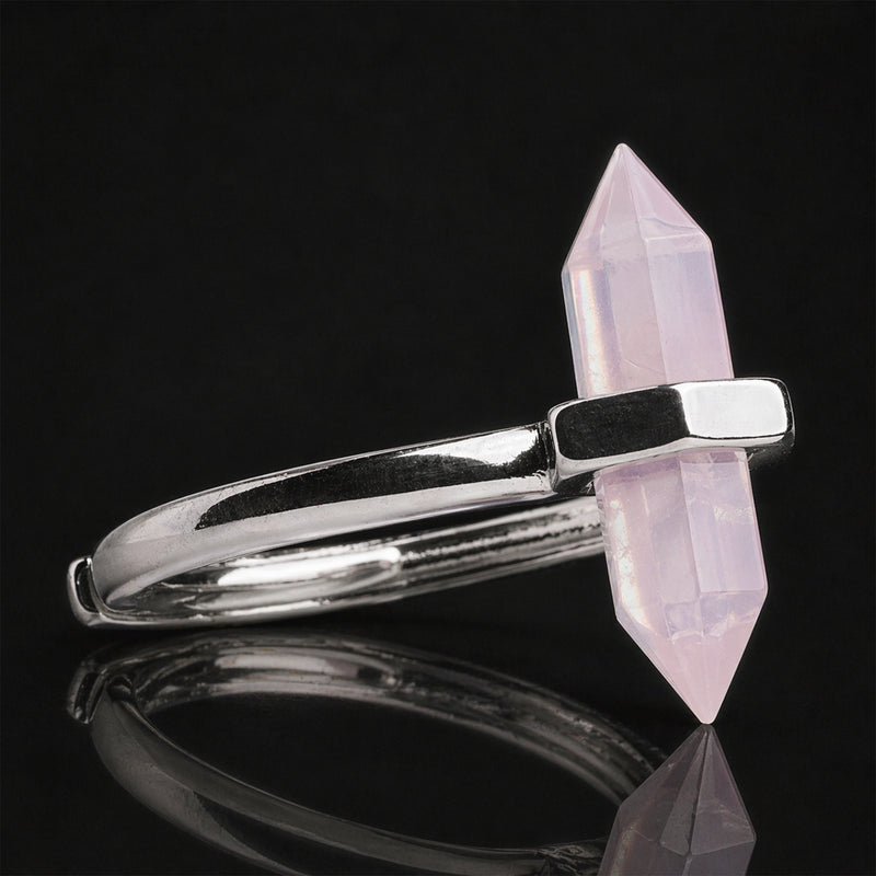 Bague argent & cristal de quartz rose