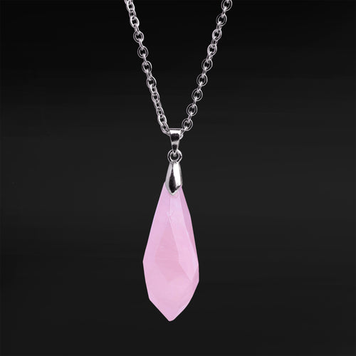 Silver & Rose Quartz Wand Necklace