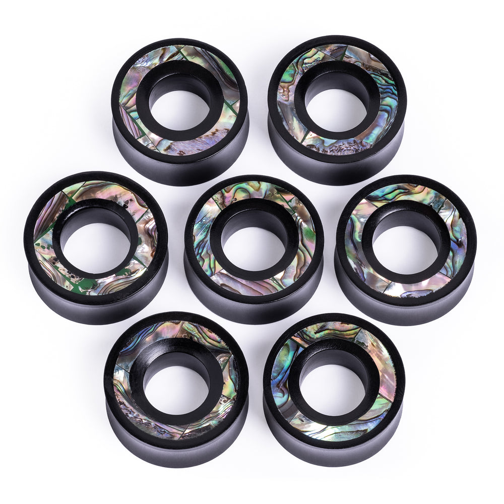 Sono Abalone Wood Tunnel - Double Flare Wooden Ear Plugs / Gauges in 8mm (0g) - 30mm (1.18")