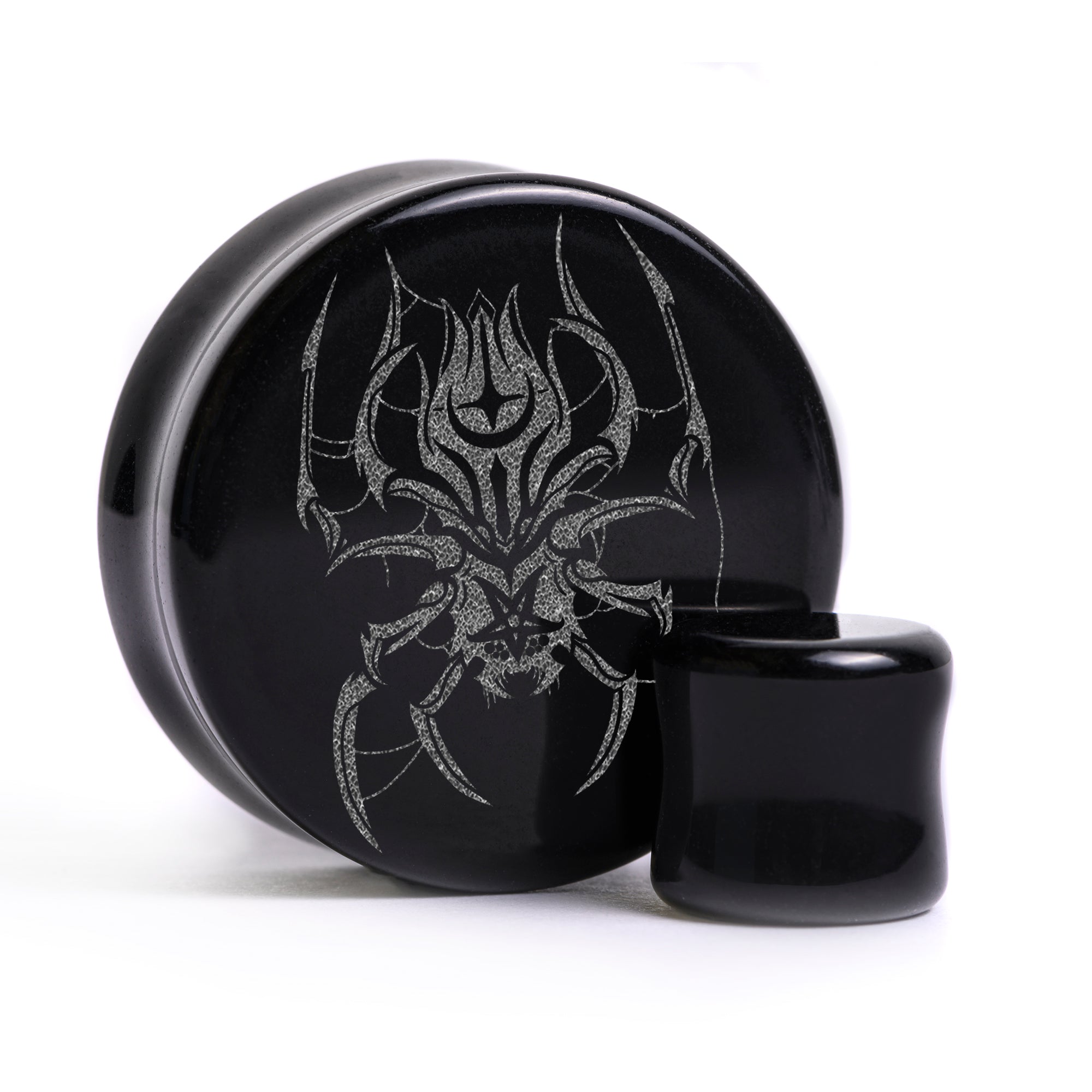 Spider Plug / Gauge - Black Glass | Flat Faced Double Flare