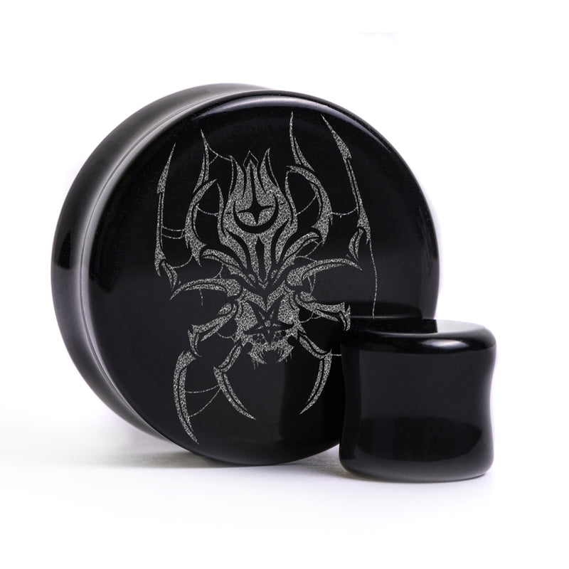 Spider Plug / Jauge - Verre noir | Double évasement à face plate