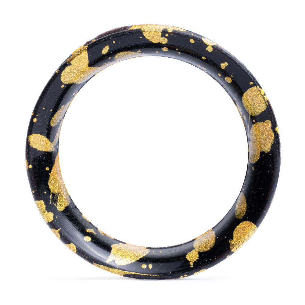 Splatter Black & Gold Eyelet Silicone Ear Tunnel - Double Flare Splatter Silicone Ear Plugs / Gauges in 00g, 0g, 2g, 4g and more.