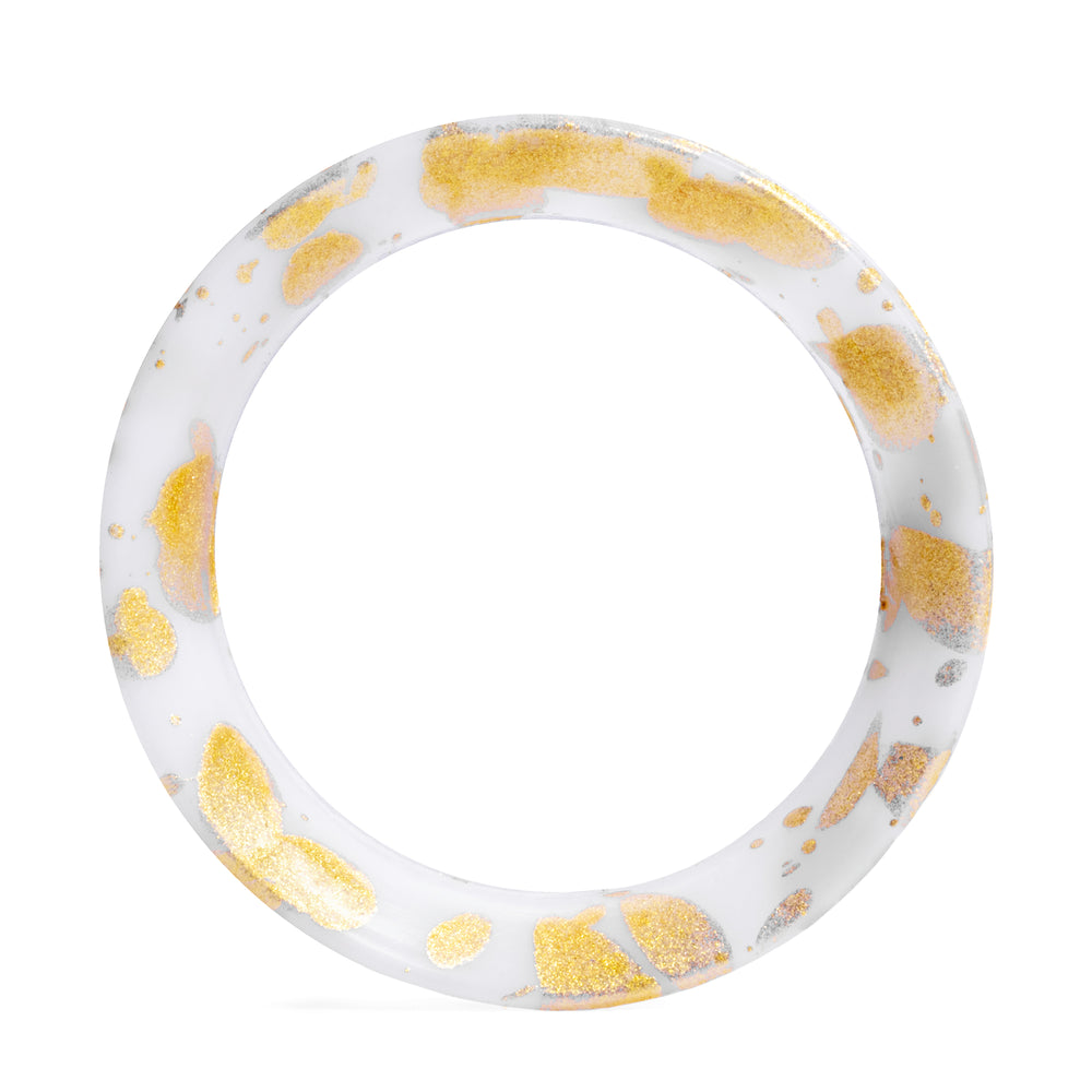 Splatter White & Gold Eyelet Silicone Ear Tunnel - Double Flare Splatter Silicone Ear Plugs / Gauges in 00g, 0g, 2g, 4g and more.