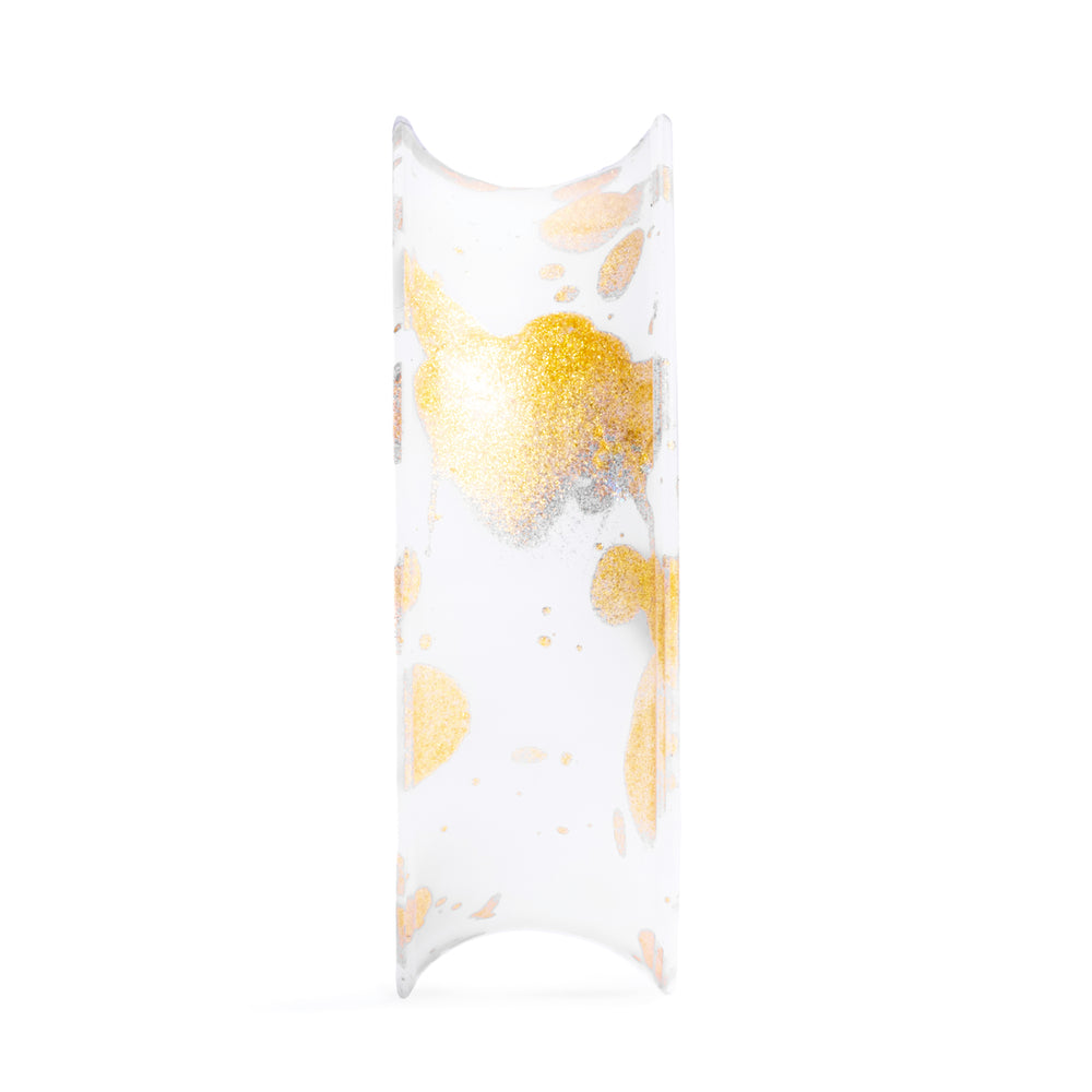 Splatter White & Gold Eyelet Silicone Ear Tunnel - Double Flare Splatter Silicone Ear Plugs / Gauges in 00g, 0g, 2g, 4g and more.