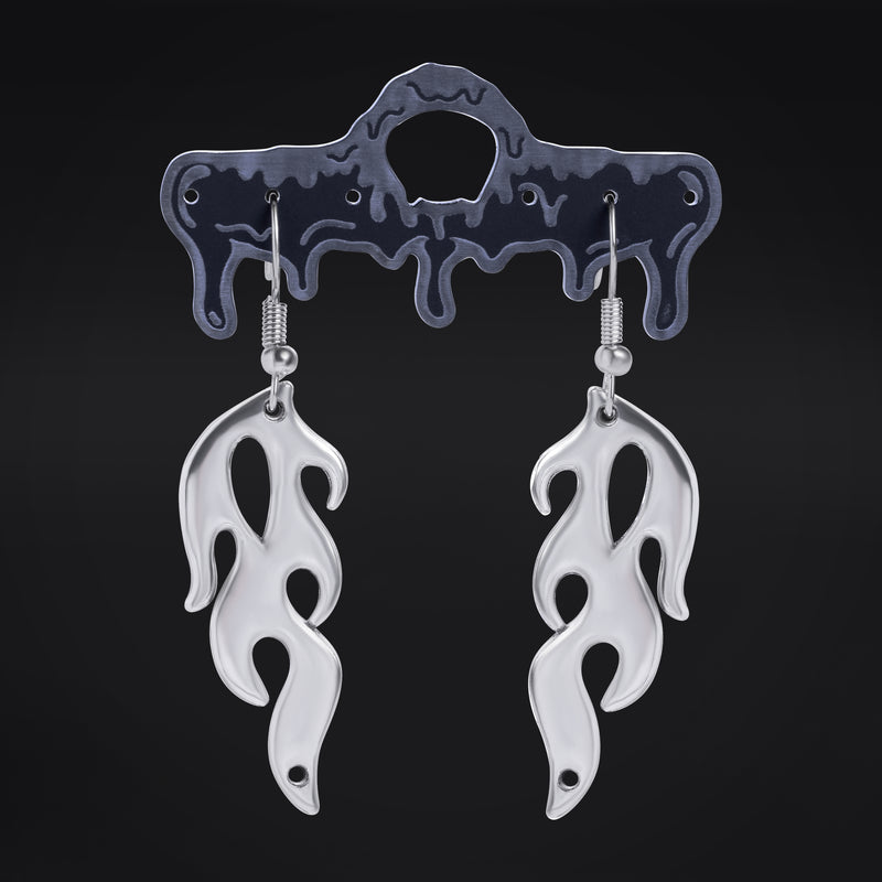 Crochets d’oreilles Flamme argentée, acier inoxydable - paire