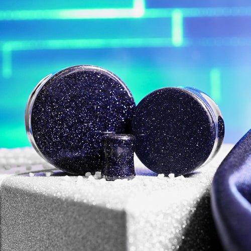 Blue Goldstone Stone Plug / Gauge