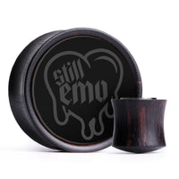 Plug Still Emo Cœur dégoulinant / Gauge - Bois d’ébène avec incrustation noire | Double évasement convexe