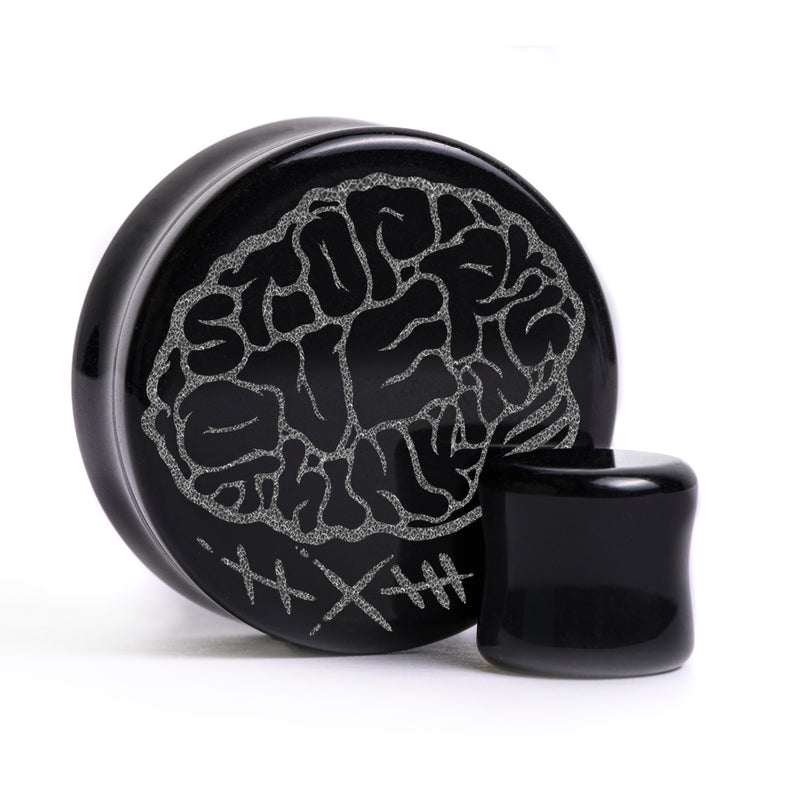Arrêtez de trop réfléchir Brain Plug / Calibre - Verre noir | Double évasement à face plate