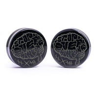 Arrêtez de trop réfléchir Brain Plug / Calibre - Verre noir | Double évasement à face plate