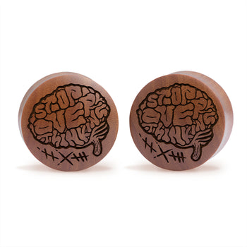 Stop Over Thinking Brain Plug / Gauge - Saba-Holz | Konvexer Double Flare