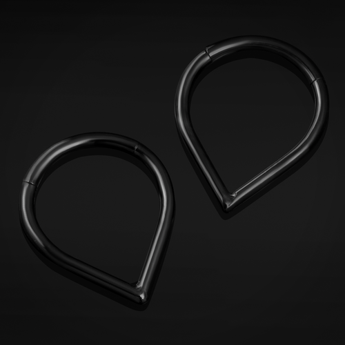 Teardrop Septum Clicker, Black, Titanium, 1.2mm
