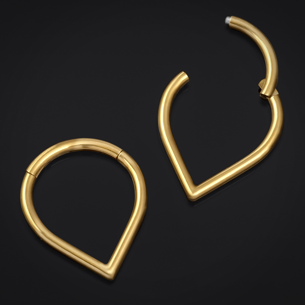 Teardrop Septum Clicker, Gold, Titan, 1.2mm