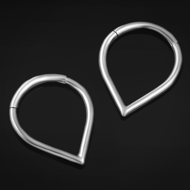 Septum clicker goutte, argent, titane, 1.2mm