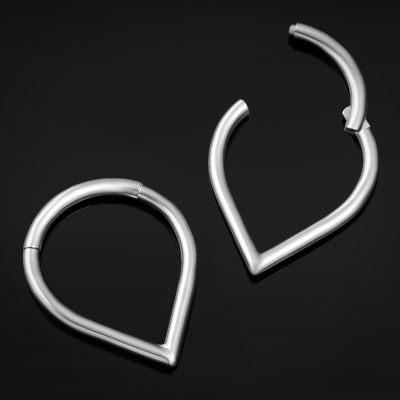 Septum clicker goutte, argent, titane, 1.2mm