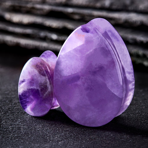 Teardrop Amethyst Stone Plug / Gauge
