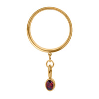 Acier doré Charm avec gemme sanguine à double évasement, pendant pour tunnel d'oreille / Plug / gauge