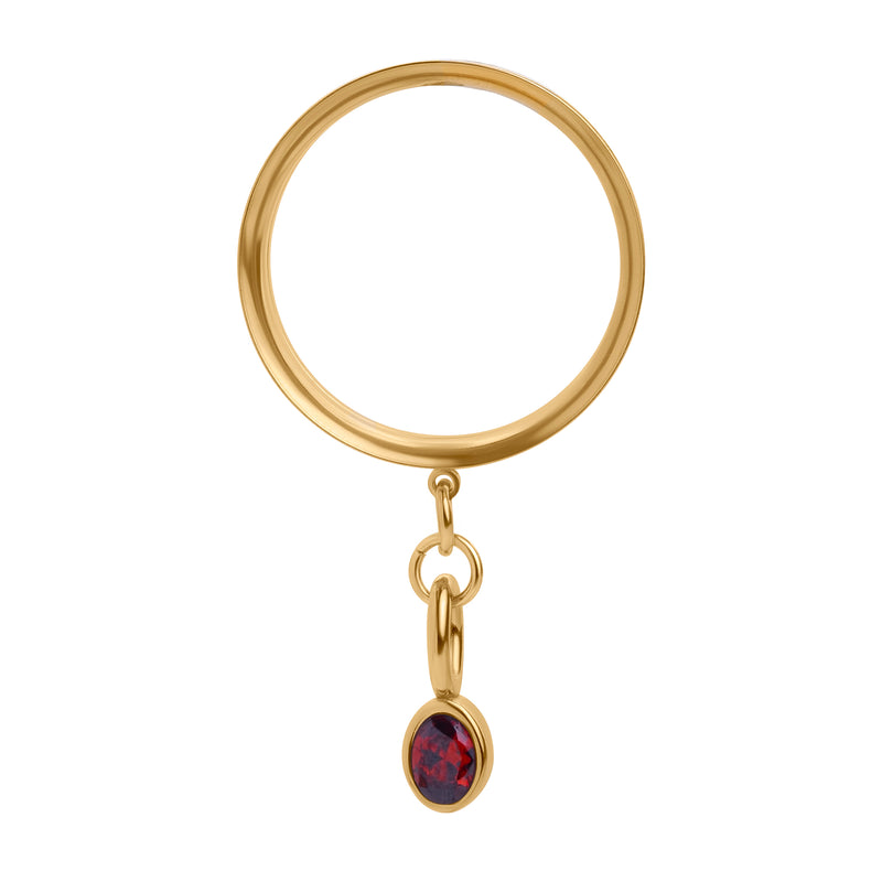 Acier doré Charm avec gemme sanguine à double évasement, pendant pour tunnel d'oreille / Plug / gauge