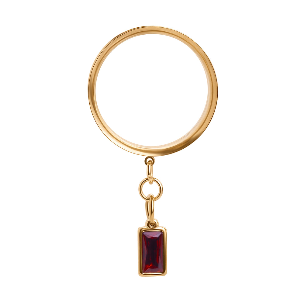 The Enchanted Bloodstone Charm Gold Steel Double Flared Tunnel Dangle / Plug / Gauge - Metal Ear Plugs in 6mm (2g) - 30mm (1.18'') Gauge Sizes