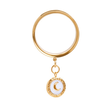 The Auric Sacred Heart Charm Gold Steel Double Flared Tunnel Dangle / Plug / Gauge