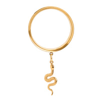 Tunnel d'oreille / Plug / Gauge en acier doré avec breloque serpent dorée à double évasement