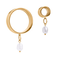 Charm Lucent Tear en acier doré, double flare, tunnel d’oreille pendant / Plug / Gauge