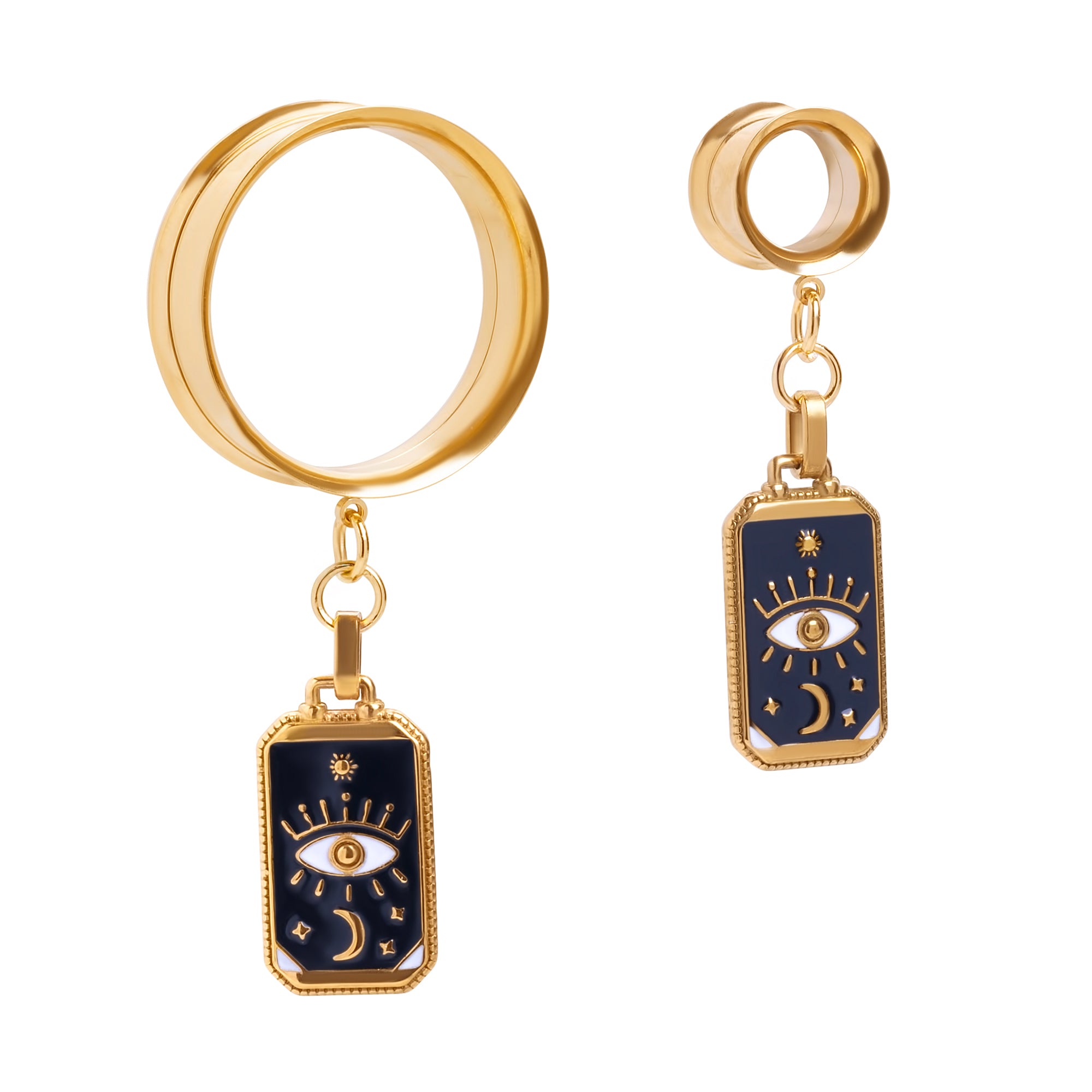 Goldstahl-Orakelauge Charm Doppel-Flare Hänge-Ohrtunnel / Plug / Gauge