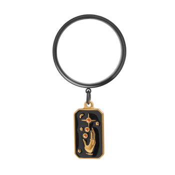 The Blooming Sun Charm Black Steel Double Flared Tunnel Dangle / Plug / Gauge